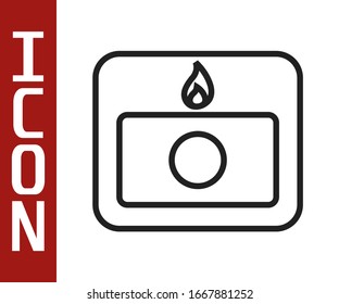 Schwarze Linie Feuermeldesystem Symbol einzeln auf weißem Hintergrund. Sicherheitskiste für das Rumpf-Gefahrenrisiko. Vektorillustration-Illustration