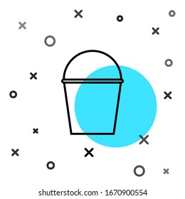 Black line Fire bucket icon isolated on white background. Metal bucket empty or with water for fire fighting. Random dynamic shapes. Vector Illustration