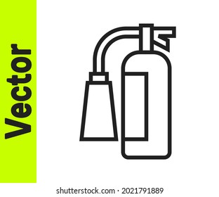 Black line Fire extinguisher icon isolated on white background.  Vector