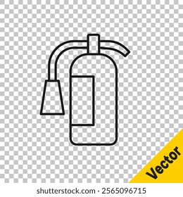 Black line Fire extinguisher icon isolated on transparent background.  Vector