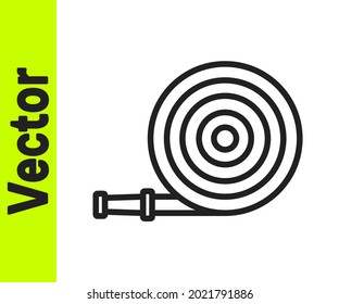 Black line Fire hose reel icon isolated on white background.  Vector