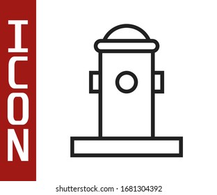 Icono del hidrante de línea negra aislado en fondo blanco. Ilustración vectorial