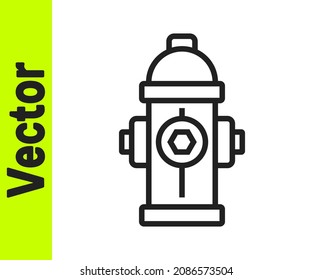 Black Line Fire Hydrant Icon Isolated On White Background.  Vector