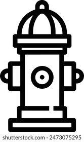 Black line Fire hydrant icon editable line art