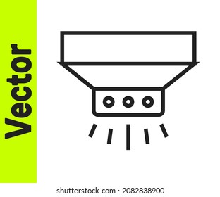 Black line Fire sprinkler system icon isolated on white background. Sprinkler, fire extinguisher solid icon.  Vector