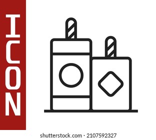 Black line Firework icon isolated on white background. Concept of fun party. Explosive pyrotechnic symbol. Lighting firecrackers.  Vector