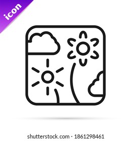 Black line Firework rocket icon isolated on white background. Concept of fun party. Explosive pyrotechnic symbol.  Vector