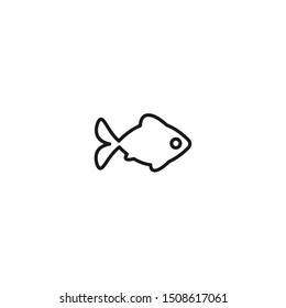 Black line fish flat icon isolated on white. Vector illustration. fishery, fishing symbol. Marine life symbol