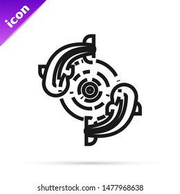 Black line Fish icon isolated on white background.  Vector Illustration