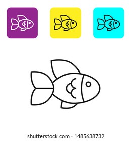 Black line Fish icon isolated on white background. Set icons colorful square buttons. Vector Illustration