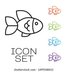 Black line Fish icon isolated on white background. Set icons colorful. Vector Illustration