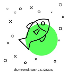Black line Fish icon isolated on white background.  Vector Illustration