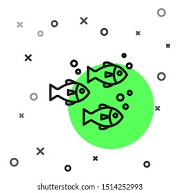 Black line Fish icon isolated on white background.  Vector Illustration