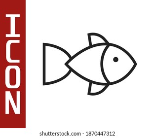 Black line Fish icon isolated on white background.  Vector