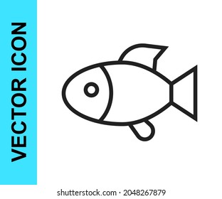 Black line Fish icon isolated on white background.  Vector