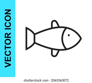Black line Fish icon isolated on white background.  Vector