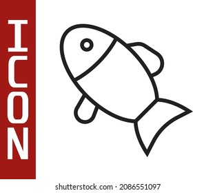 Black line Fish icon isolated on white background.  Vector