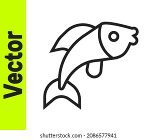 Schwarze Linie Fisch Symbol einzeln auf weißem Hintergrund.  Vektorgrafik