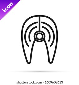 Black line Fish steak icon isolated on white background.  Vector Illustration
