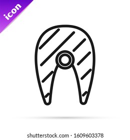 Black line Fish steak icon isolated on white background.  Vector Illustration