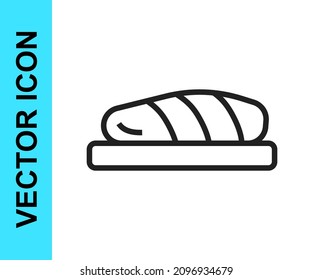 Black line Fish steak icon isolated on white background.  Vector