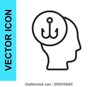 Black line Fisherman icon isolated on white background.  Vector
