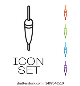 Black line Fishing float icon isolated on white background. Fishing tackle. Set icons colorful. Vector Illustration