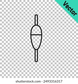 Black line Fishing float icon isolated on transparent background. Fishing tackle.  Vector