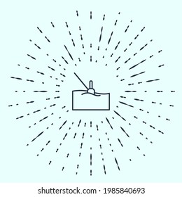 Black line Fishing float in water icon isolated on grey background. Fishing tackle. Abstract circle random dots. Vector