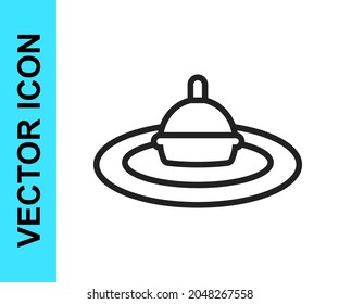 Black line Fishing float in water icon isolated on white background. Fishing tackle.  Vector