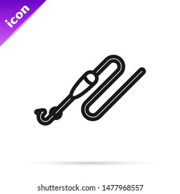 Black line Fishing line with hook and float icon isolated on white background. Fishing tackle.  Vector Illustration