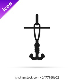 Black line Fishing hook and float icon isolated on white background. Fishing tackle.  Vector Illustration