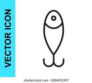 Black line Fishing lure icon isolated on white background. Fishing tackle.  Vector