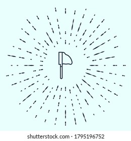 Black line Fishing net with fish icon isolated on grey background. Abstract circle random dots. Vector