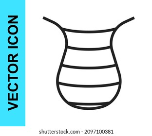 Black line Fishing net icon isolated on white background. Fishing tackle.  Vector