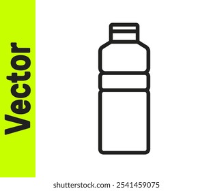 Icono de la coctelera de la aptitud de la línea negra aislado en fondo blanco. Botella de coctelera deportiva con tapa para cócteles de agua y proteínas.  Vector