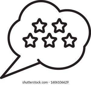 Black line Five stars customer product rating review icon isolated on white background. Favorite, best rating, award symbol.  Vector Illustration