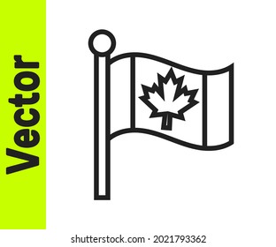 Schwarze Linie Flagge von Kanada Symbol einzeln auf weißem Hintergrund. Nordamerikanische Flagge auf Flaggen.  Vektorgrafik
