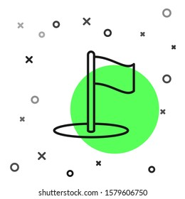 Black line Flag icon isolated on white background. Location marker symbol.  Vector Illustration
