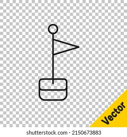 Black line Flag icon isolated on transparent background. Location marker symbol.  Vector