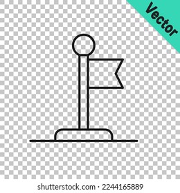 Black line Flag icon isolated on transparent background. Victory, winning and conquer adversity concept.  Vector
