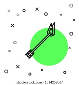 Black line Flame arrow icon isolated on white background. Hipster arrow icon.  Vector Illustration