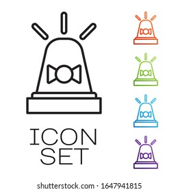 Black line Flasher siren icon isolated on white background. Emergency flashing siren. Set icons colorful. Vector Illustration