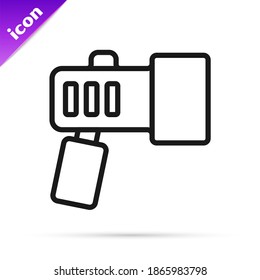 Black line Flashlight for diver icon isolated on white background. Diving underwater equipment.  Vector
