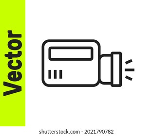 Icono de linterna de línea negra aislado en fondo blanco.  Vector