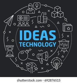 Black Line Flat Circle illustration ideas technology