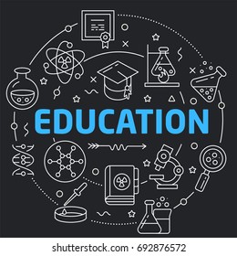 Black Line Flat Circle illustration education