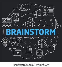 Black Line Flat Circle illustration brainstorm