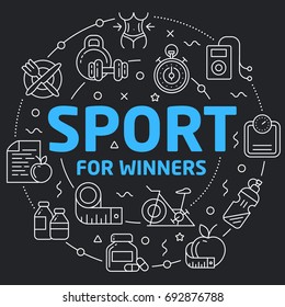 Black Line Flat Circle illustration sport for winners