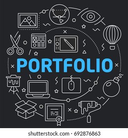 Black Line Flat Circle illustration portfolio